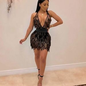 Sexy Halter Sequins Dress